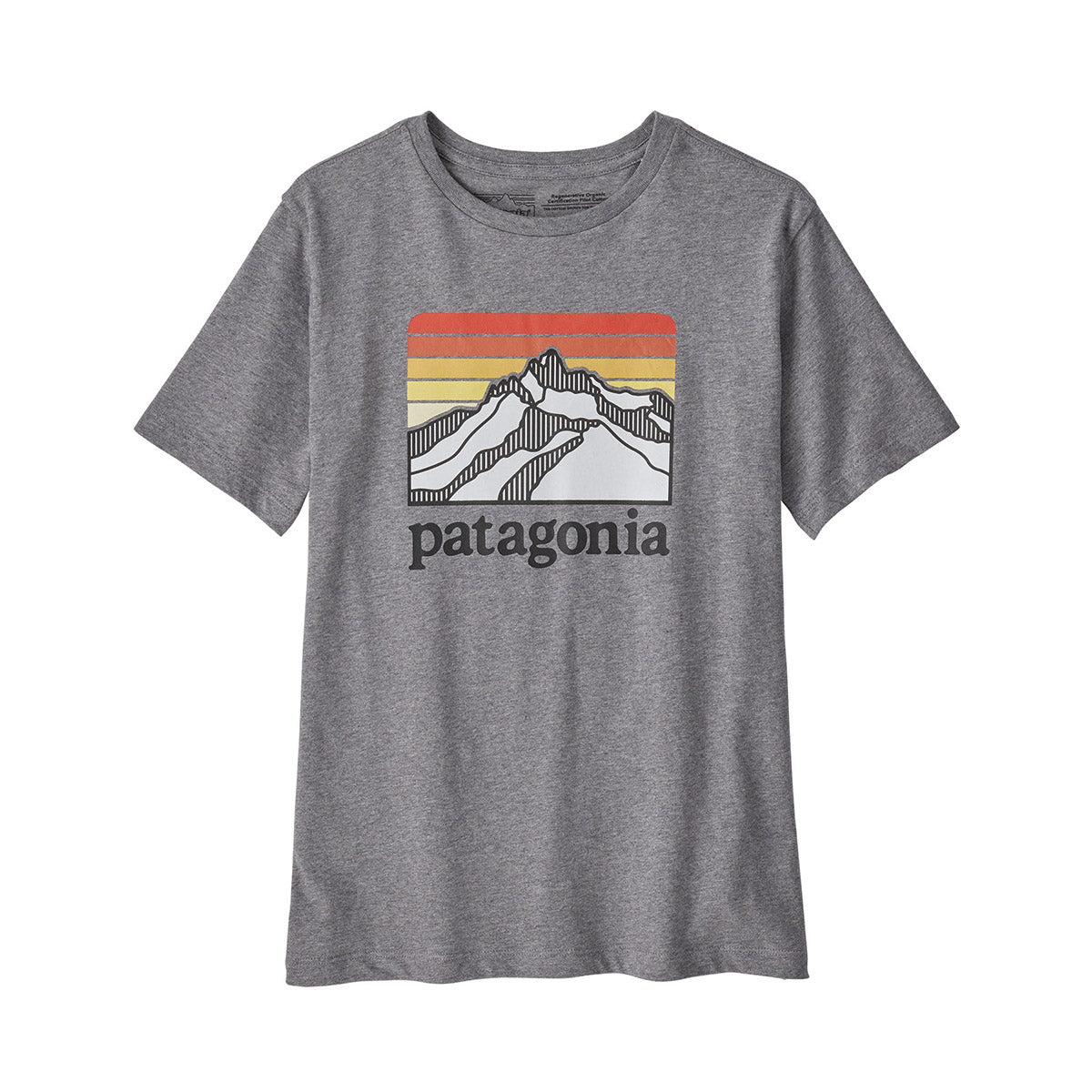 Patagonia Kids' Regenerative Organic Certified Cotton Graphic T-Shirt Line Logo Ridge: Gravel Heather