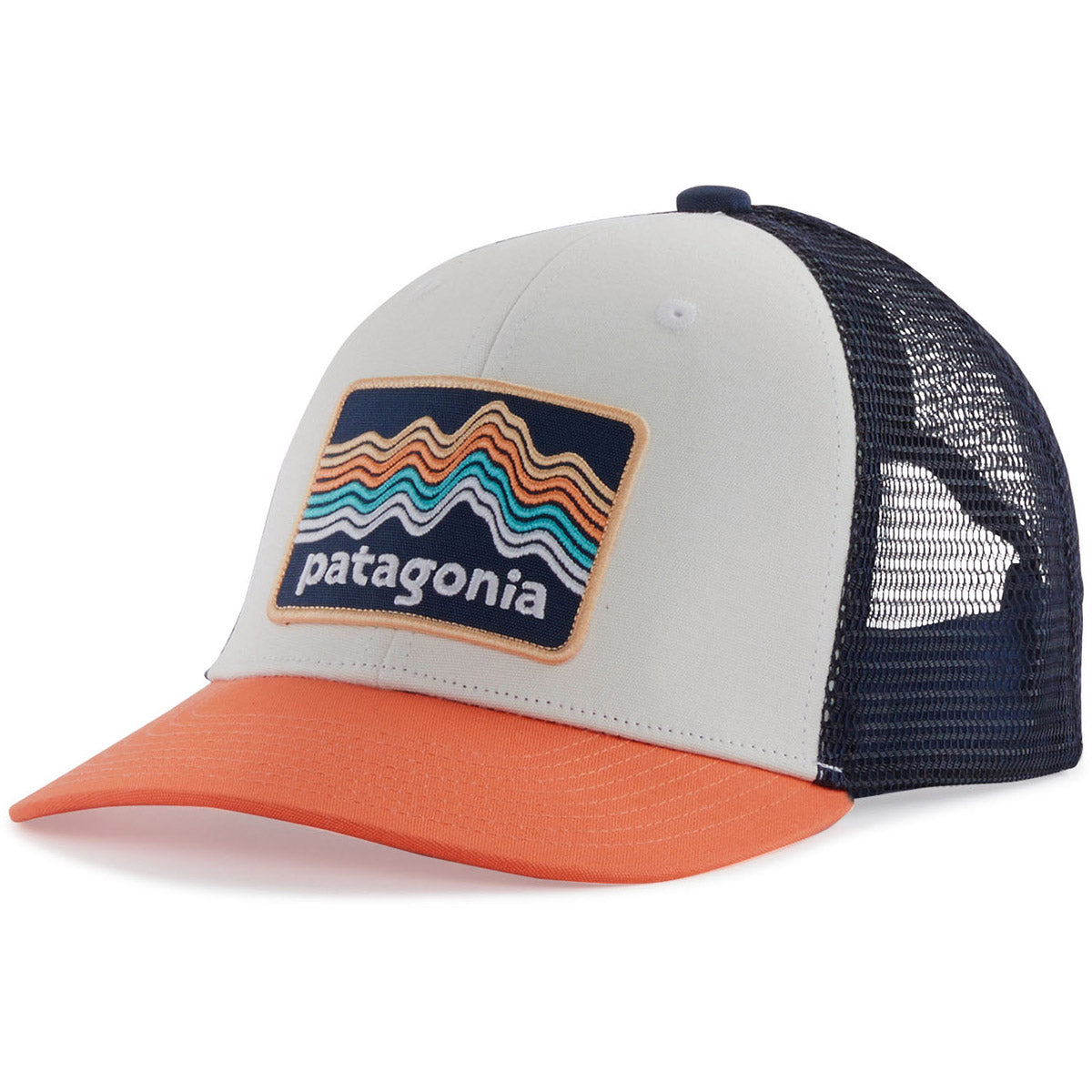 Patagonia Kids' Trucker Hat Ridge Rise Stripe: Coho Coral