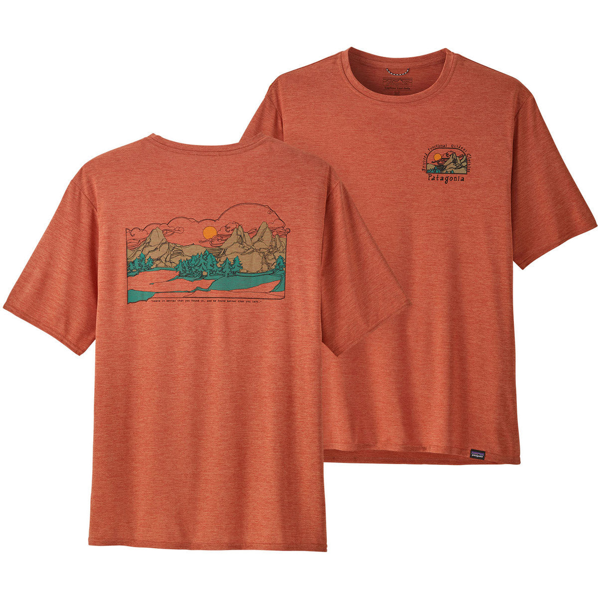 Patagonia Men's Capilene Cool Daily Graphic Shirt - Lands Lost And Found: Quartz Coral X-Dye