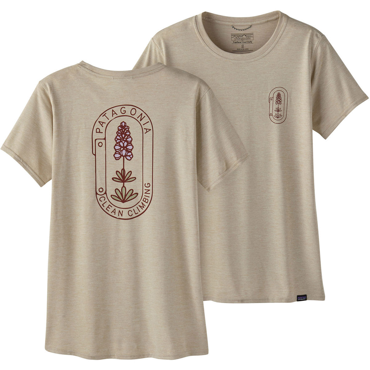 Patagonia Women's Capilene Cool Daily Graphic Shirt - Lands Clean Climb Bloom: Pumice X-Dye