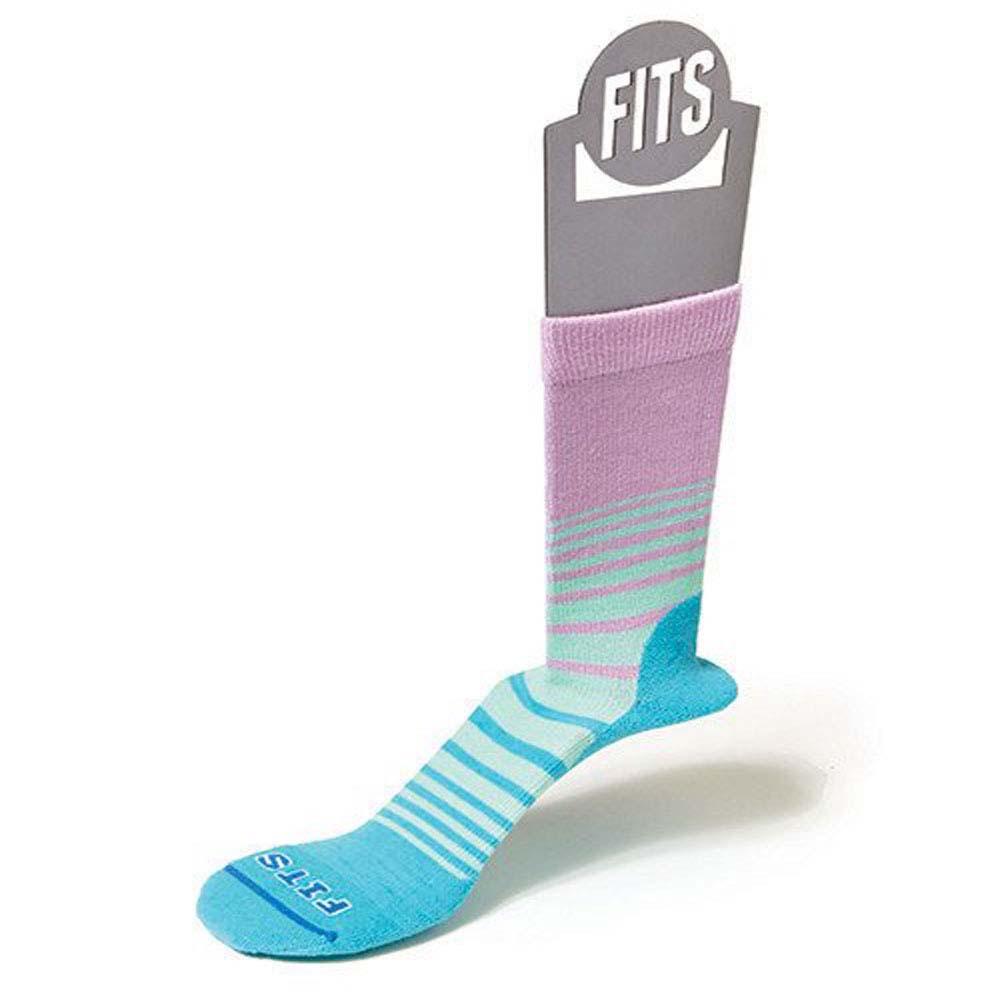Fits Women's Casual Color Block Stripe Crew Socks avender Herb Scuba Blue / L