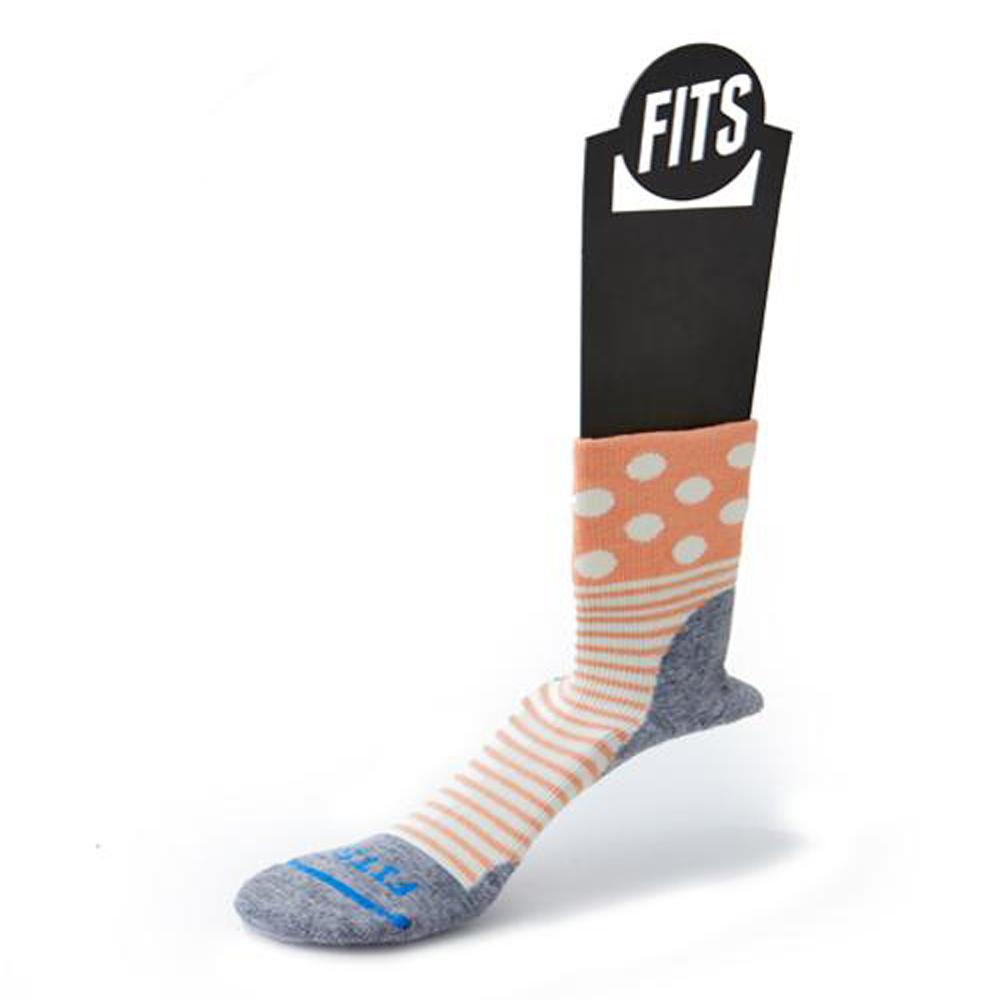 Fits Women's Performance Trail Polka Stripe Quarter Socks Natural Cadmium Orange