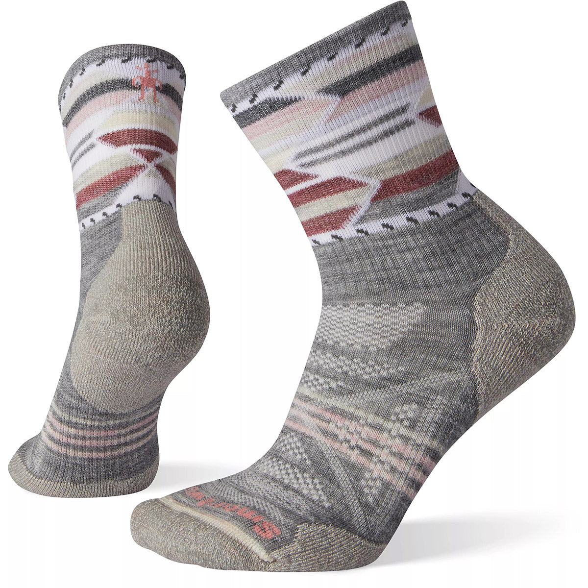 Smartwool Women&#39;s PhD Outdoor Light Pattern Hiking Mid Crew Socks ight Gray / L