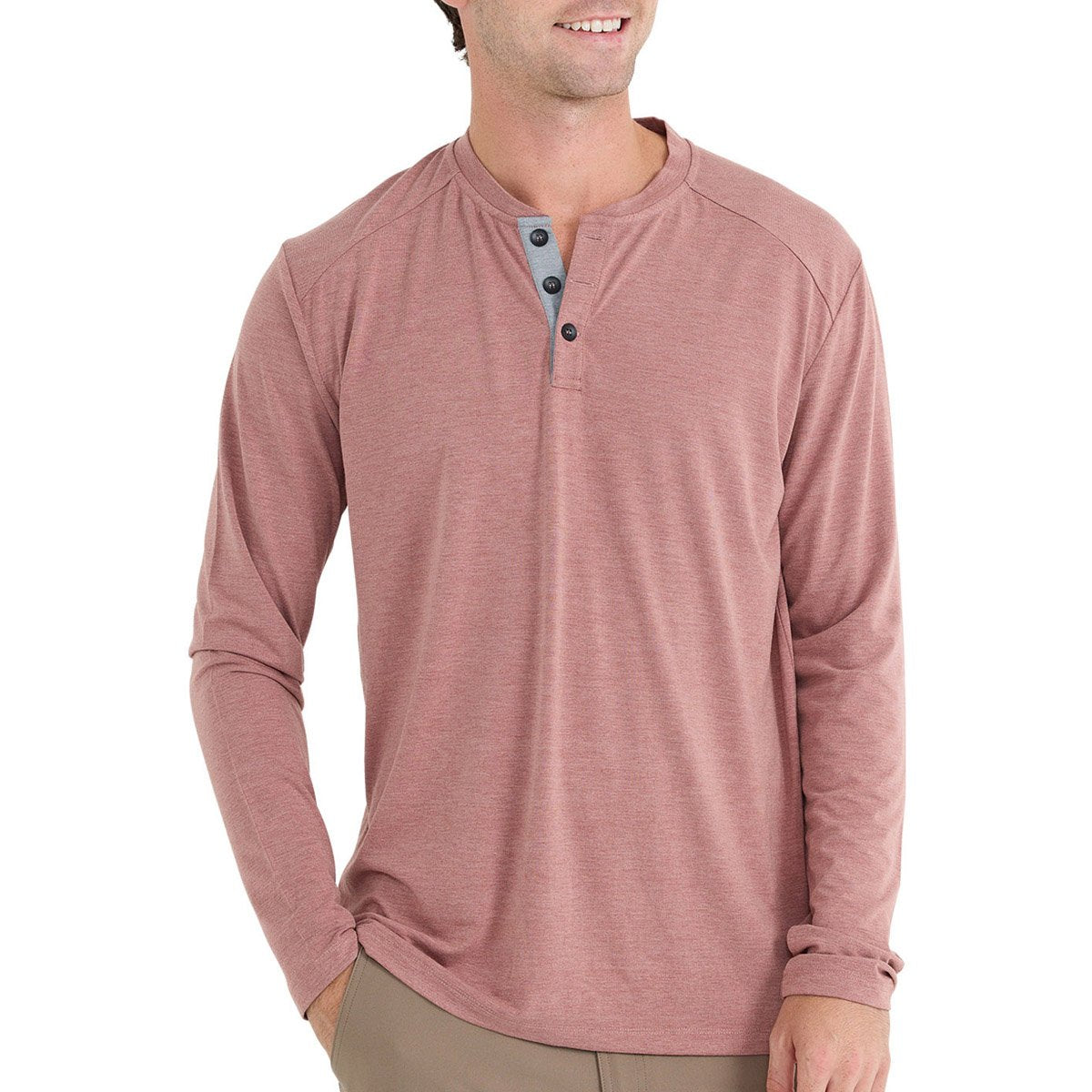 Free Fly Apparel Men's Bamboo Flex Henley Heather Brick