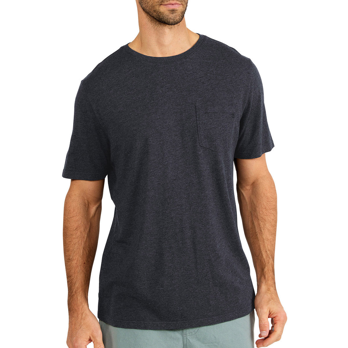 Free Fly Apparel Men's Bamboo Heritage Pocket Tee Heather Black