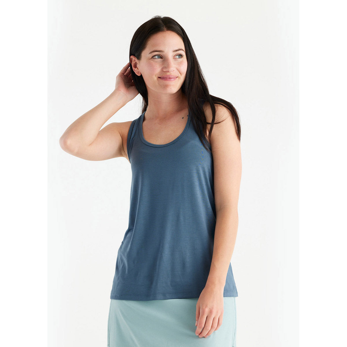Free Fly Apparel Women's Bamboo Motion Racerback Tank Slate Blue
