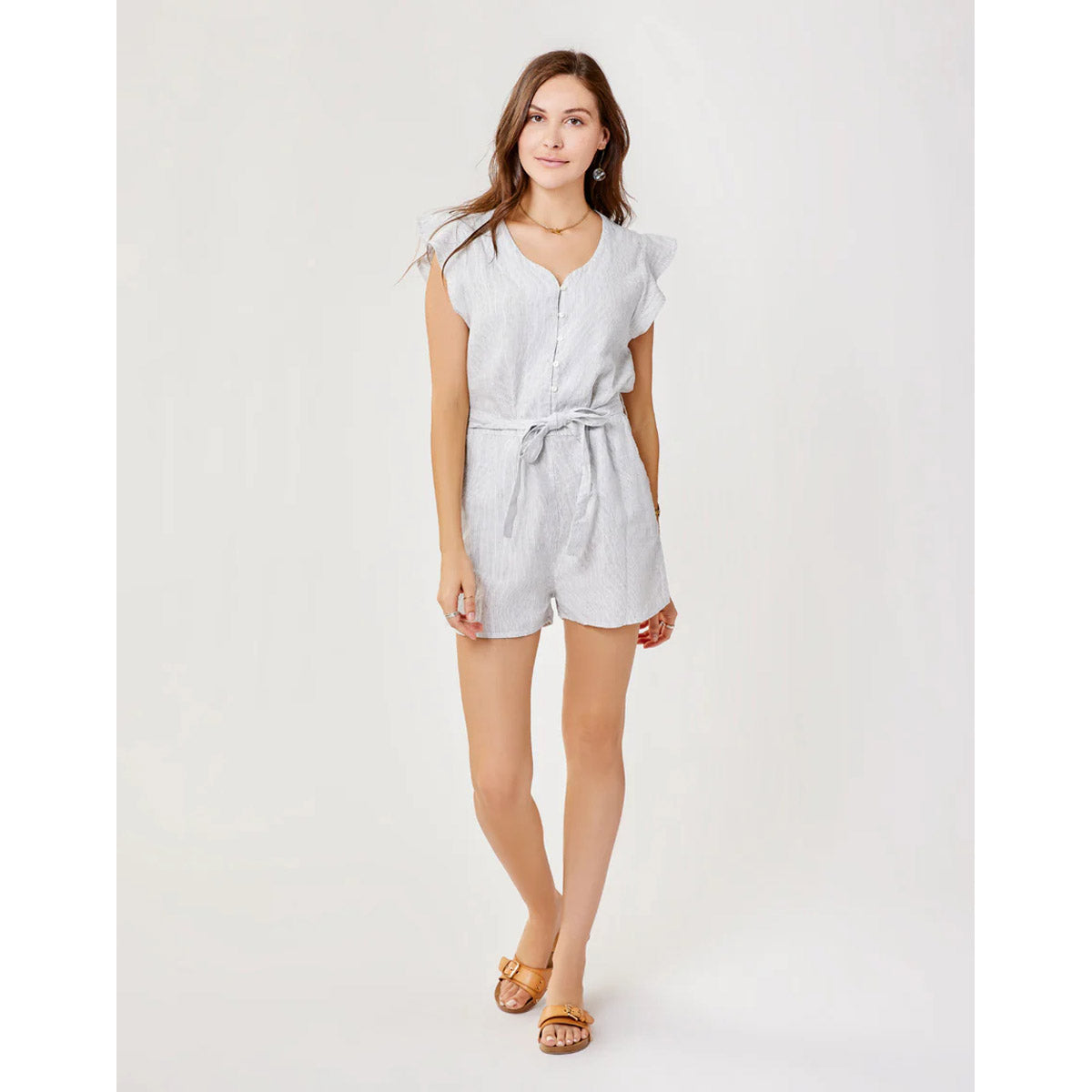 Carve Designs Women's Remi Romper Cloud tripe / S